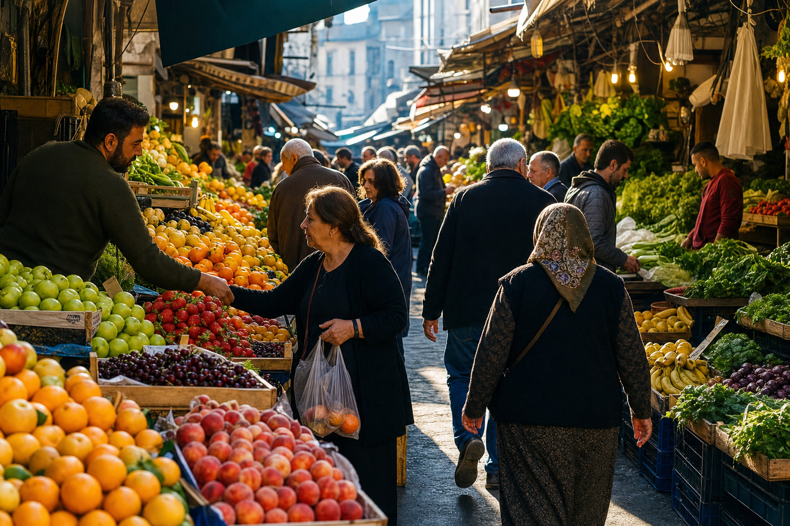 Mercato di strada colorato e affollato